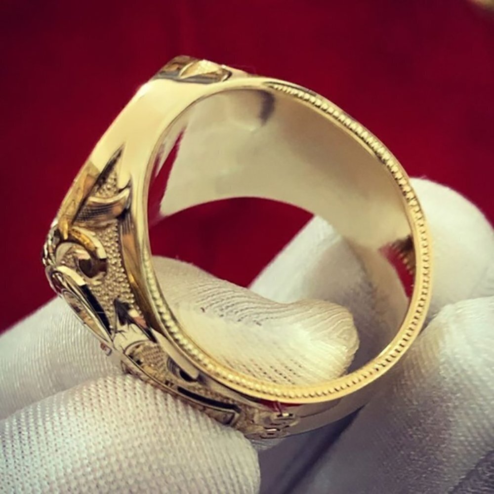 💎 Punk Alloy Round Street Trend Fashion Eagle Gold Rings for Man, INDN8467 - Picture 2 of 10